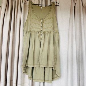 Free People Green Asymmetrical Sleeveless Tank Dress